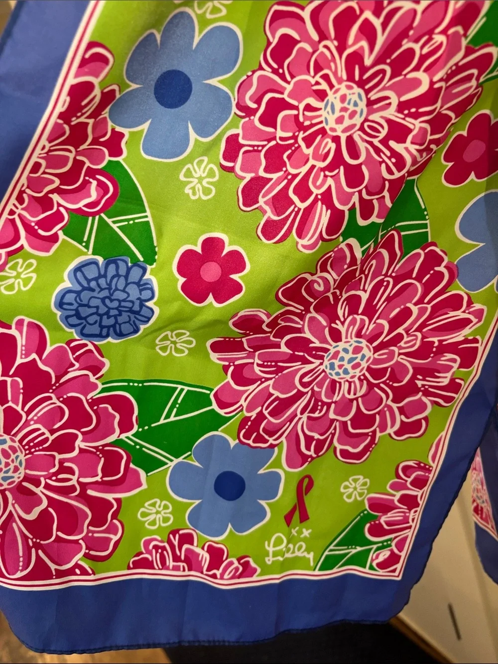Lilly Pulitzer Silk Scarf Breast Cancer Awareness